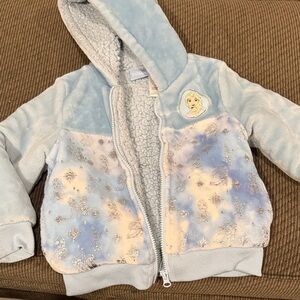 Disney Frozen Kids Light Blue and White Puffer Jacket